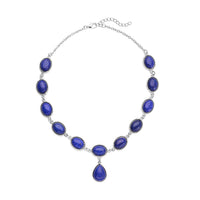Lapis Lazuli Pendant Necklace 18-20 Inches in Silvertone 150.00 ctw
