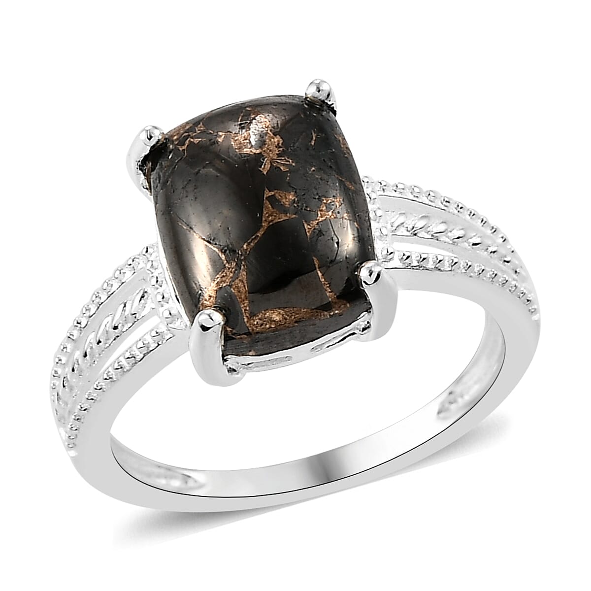 Matrix Silver Shungite Solitaire Ring in Sterling Silver (Size 5.0) 2.50 ctw