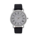 Strada Japanese Movement Watch in Silvertone with Black Faux Leather (41.9mm) - Sticky add to cart bar