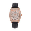 Strada Austrian Crystal Japanese Movement Watch with Black Faux Leather Strap (39.8x33.7mm) - Sticky add to cart bar