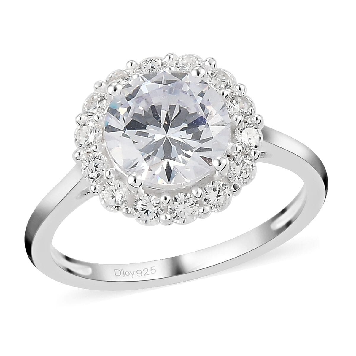 Simulated Diamond Halo Ring in Sterling Silver (Size 10.0) 4.15 ctw