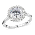 Simulated Diamond Halo Ring in Sterling Silver (Size 10.0) 4.15 ctw - Sticky add to cart bar