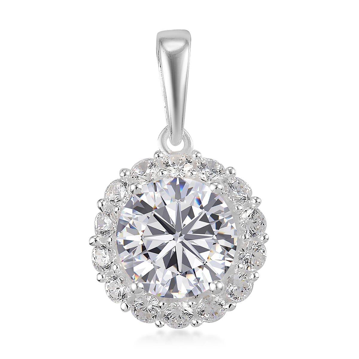 Simulated Diamond Pendant in Sterling Silver 4.25 ctw