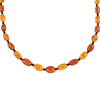 Baltic Amber Elongated Beads Necklace 24 Inches