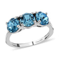 Aquamarine Color Crystal 3 Stone Ring in Sterling Silver 1.90 ctw - Sticky add to cart bar