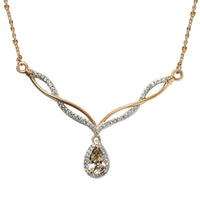 AAA Turkizite and White Zircon Necklace 18 Inches in Vermeil Yellow Gold Over Sterling Silver 1.35 ctw