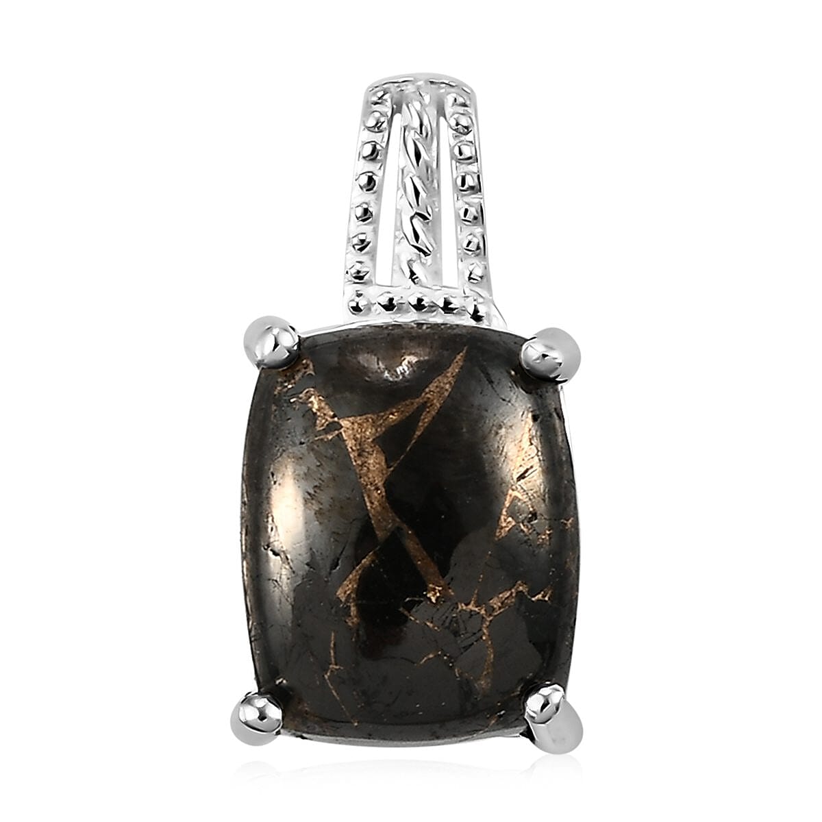 Matrix Chestnut Brine Turquoise Solitaire Pendant in Sterling Silver 4.30 ctw
