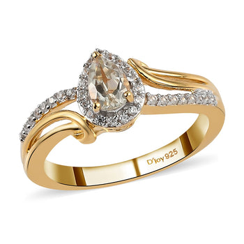 Premium Turkizite, Natural White Zircon Ring in Vermeil YG Over Sterling Silver (Size 10.0) 0.75 ctw - Product card gallery slide 1 (10178558329145)