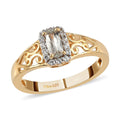 Premium Turkizite and Natural White Zircon Ring in Vermeil Yellow Gold Over Sterling Silver 0.50 ctw - Sticky add to cart bar