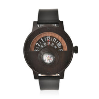 GENOA Miyota Japanese Movement Watch in Black Sandalwood with Black Genuine Leather Strap