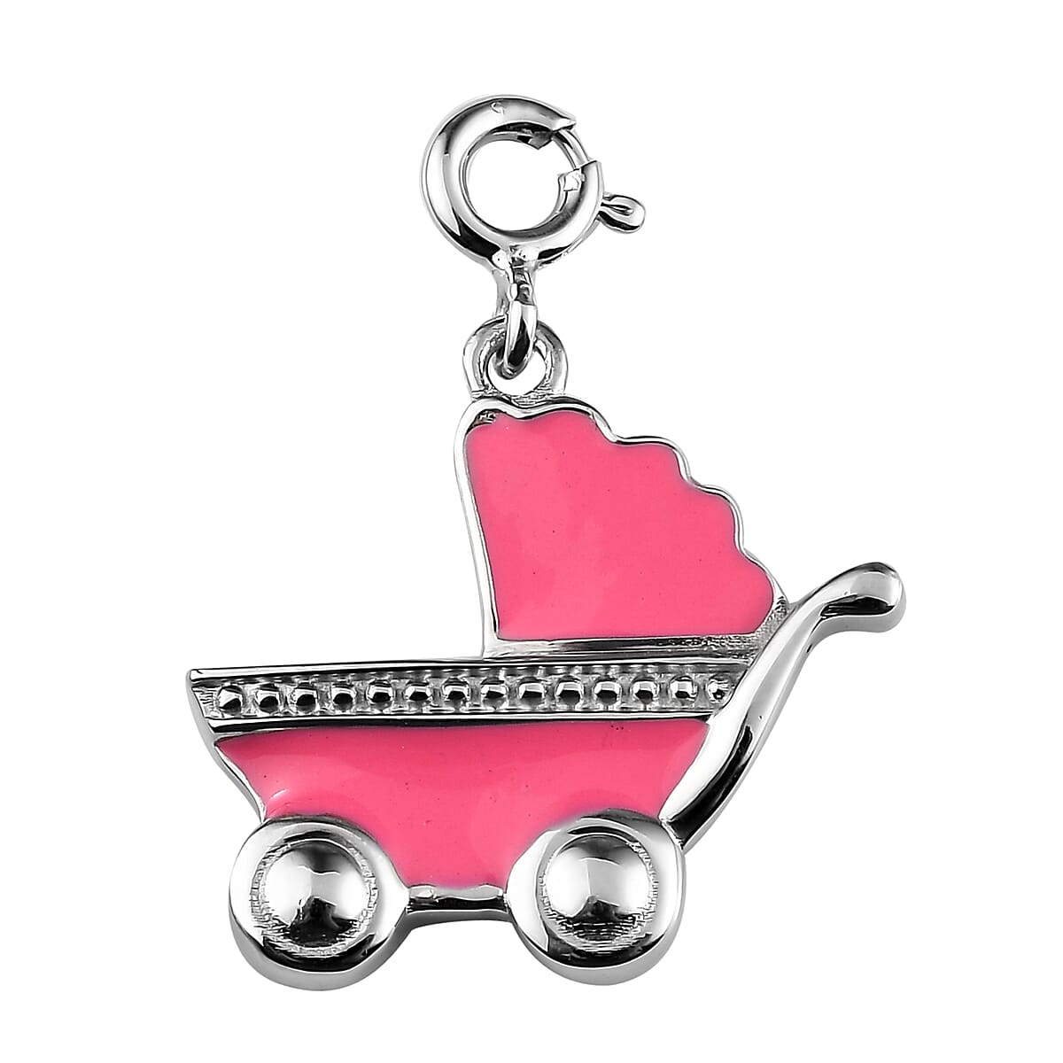 Platinum Over Sterling Silver Trolly Charm 2.15 Grams