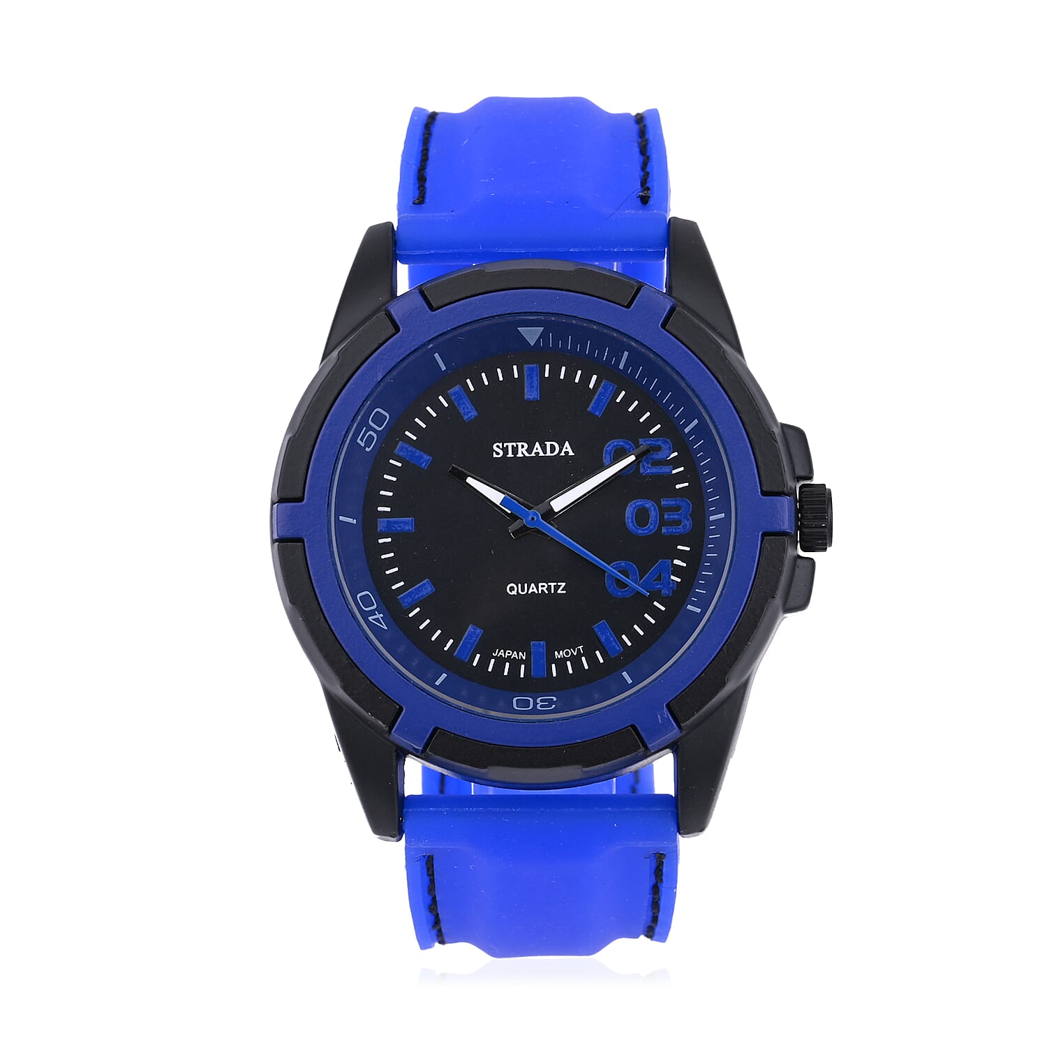 STRADA Japanese Movement Sports Watch with Blue Silicone Strap