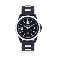 STRADA Japanese Movement Railway Track Pattern Watch with Black Silicone Strap