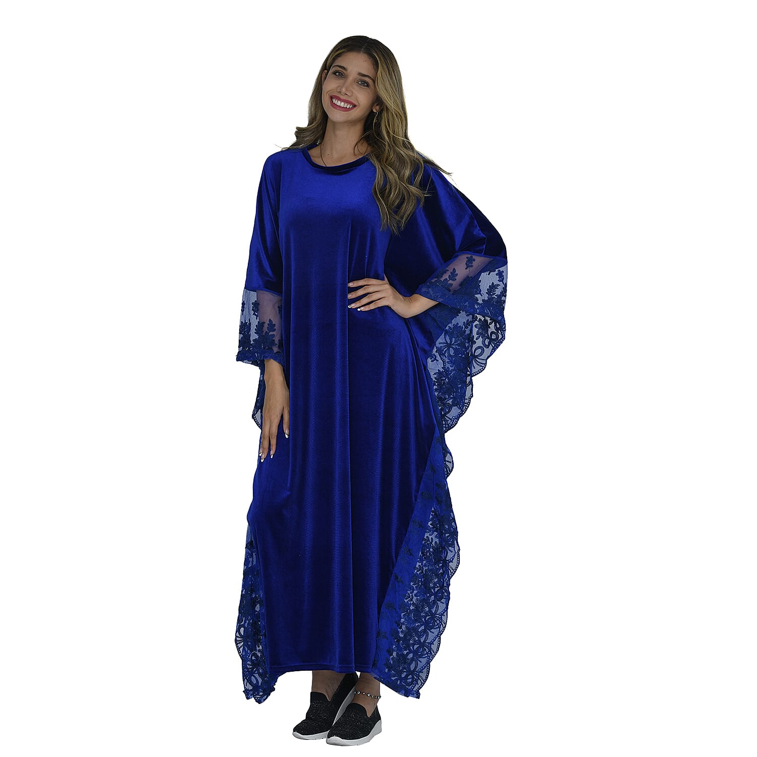 TAMSY Royal Blue Velvet Kaftan with DTM Lace (51x51)