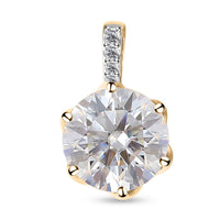 LUXORO 10K Yellow Gold Moissanite VS EF Solitaire Pendant 4.65 ctw