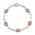 Natural Ceylon Imperial Garnet and Brown Zircon Station Bracelet in Platinum Over Sterling Silver (6.50 In) 3.85 ctw - Sticky add to cart bar