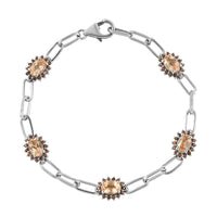 Natural Ceylon Imperial Garnet and Brown Zircon Station Bracelet in Platinum Over Sterling Silver (6.50 In) 3.85 ctw