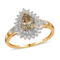 AAA Turkizite and Natural White Zircon Double Halo Ring in Vermeil Yellow Gold Over Sterling Silver 1.25 ctw - Sticky add to cart bar