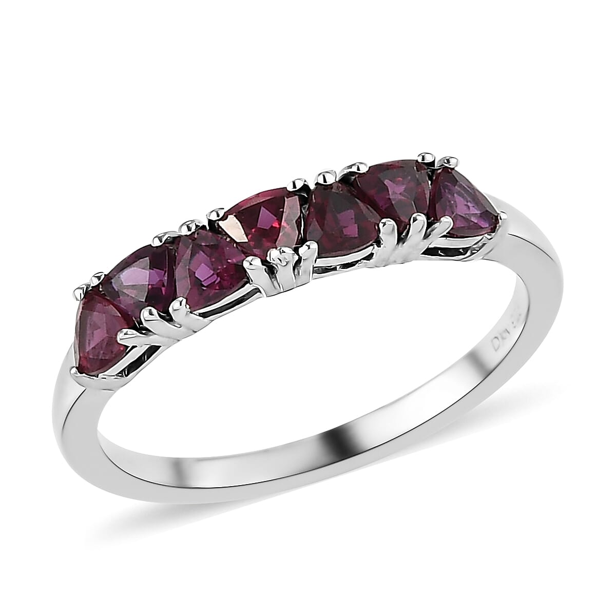 Arizona Anthill Garnet 7 Stone Ring in Platinum Over Sterling Silver (Size 9.0) 0.85 ctw