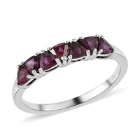Arizona Anthill Garnet 7 Stone Ring in Platinum Over Sterling Silver (Size 9.0) 0.85 ctw