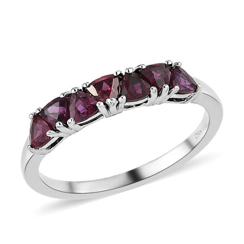 Arizona Anthill Garnet 7 Stone Ring in Platinum Over Sterling Silver (Size 9.0) 0.85 ctw - Product card gallery slide 1 (10178559410489)