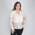 HARVE BERNARD Light Yellow Striped Button-up Shirt - L - Sticky add to cart bar