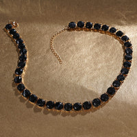Black Resin Statement Necklace 16.5-19.5 Inches in Goldtone