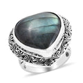 Bali Legacy Malagasy Labradorite Heart Ring in Sterling Silver 30.75 ctw - Sticky add to cart bar