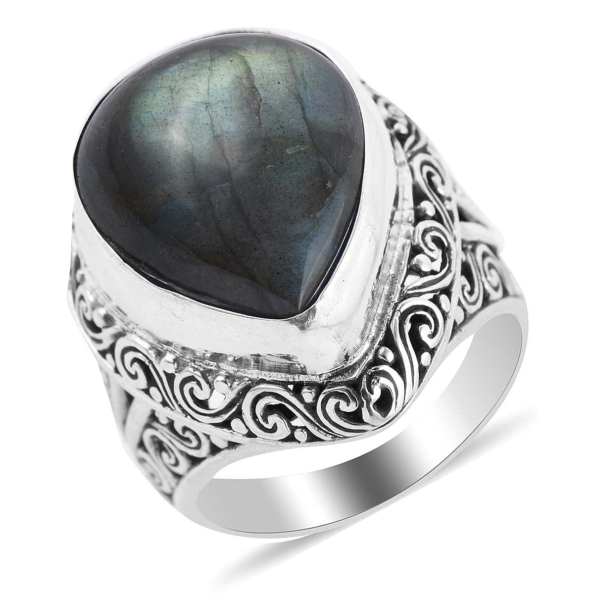 DOORBUSTER BALI LEGACY Malagasy Labradorite Ring in Sterling Silver 7.50 Grams 13.25 ctw