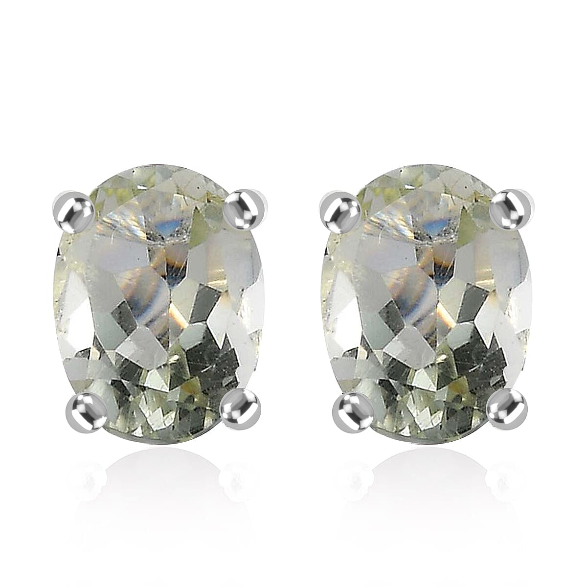 D'Joy Montezuma Prasiolite 2.25 ctw Solitaire Stud Earrings in Sterling Silver