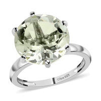 Montezuma Prasiolite Solitaire Ring in Platinum Over Sterling Silver 5.65 ctw