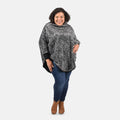 TAMSY Black Faux Fur Scoop Poncho with Lace Border - One Size Fits Most - Sticky add to cart bar