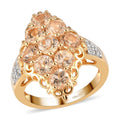Natural Ceylon Imperial Garnet and Natural White Zircon Cluster Ring in Vermeil Yellow Gold Over Sterling Silver 3.00 ctw - Sticky add to cart bar