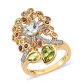 GP ITALIAN GARDEN COLLECTION AMERICAN Natural Arizona Peridot and Multi Gemstone Ring in Vermeil Yellow Gold Over Sterling Silver (Size 6.0) 7.95 Grams 2.90 ctw - Sticky add to cart bar