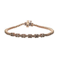 Natural Champagne Diamond Tennis Bracelet in Vermeil Rose Gold Over Sterling Silver (7.25 In) 2.00 ctw - Sticky add to cart bar