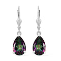 Northern Lights Mystic Topaz Solitaire Lever Back Earrings in Platinum Over Sterling Silver 6.75 ctw - Sticky add to cart bar