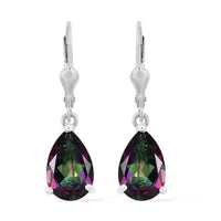 Northern Lights Mystic Topaz Solitaire Lever Back Earrings in Platinum Over Sterling Silver 6.75 ctw