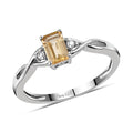 Premium Natural Imperial Topaz and Natural White Zircon Infinity Shank Ring in Platinum Over Sterling Silver 0.65 ctw - Sticky add to cart bar