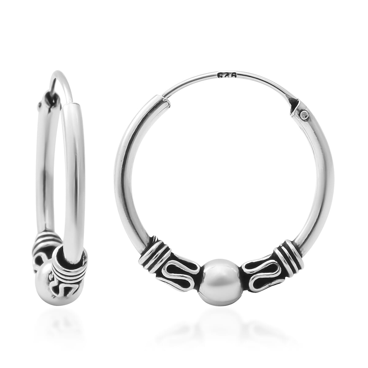 Sterling Silver Ball Hoop Earrings 1.60 Grams