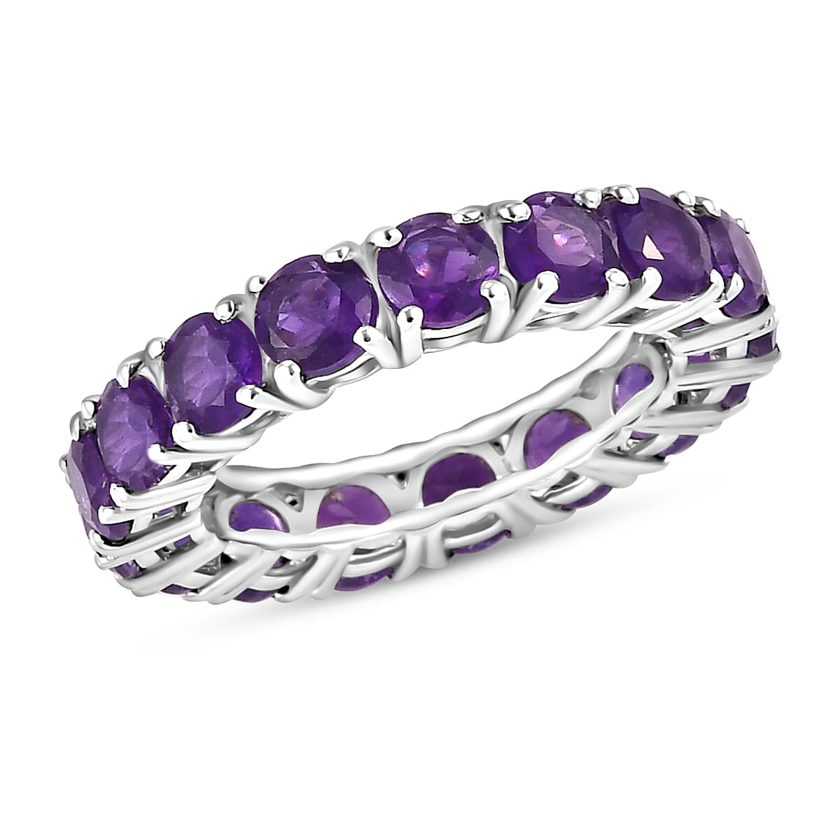 Lusaka Amethyst 4.40 ctw Ring in Platinum Over Sterling Silver (Size 10.0)