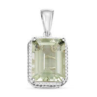 Montezuma Prasiolite Solitaire Pendant in Sterling Silver 10.65 ctw