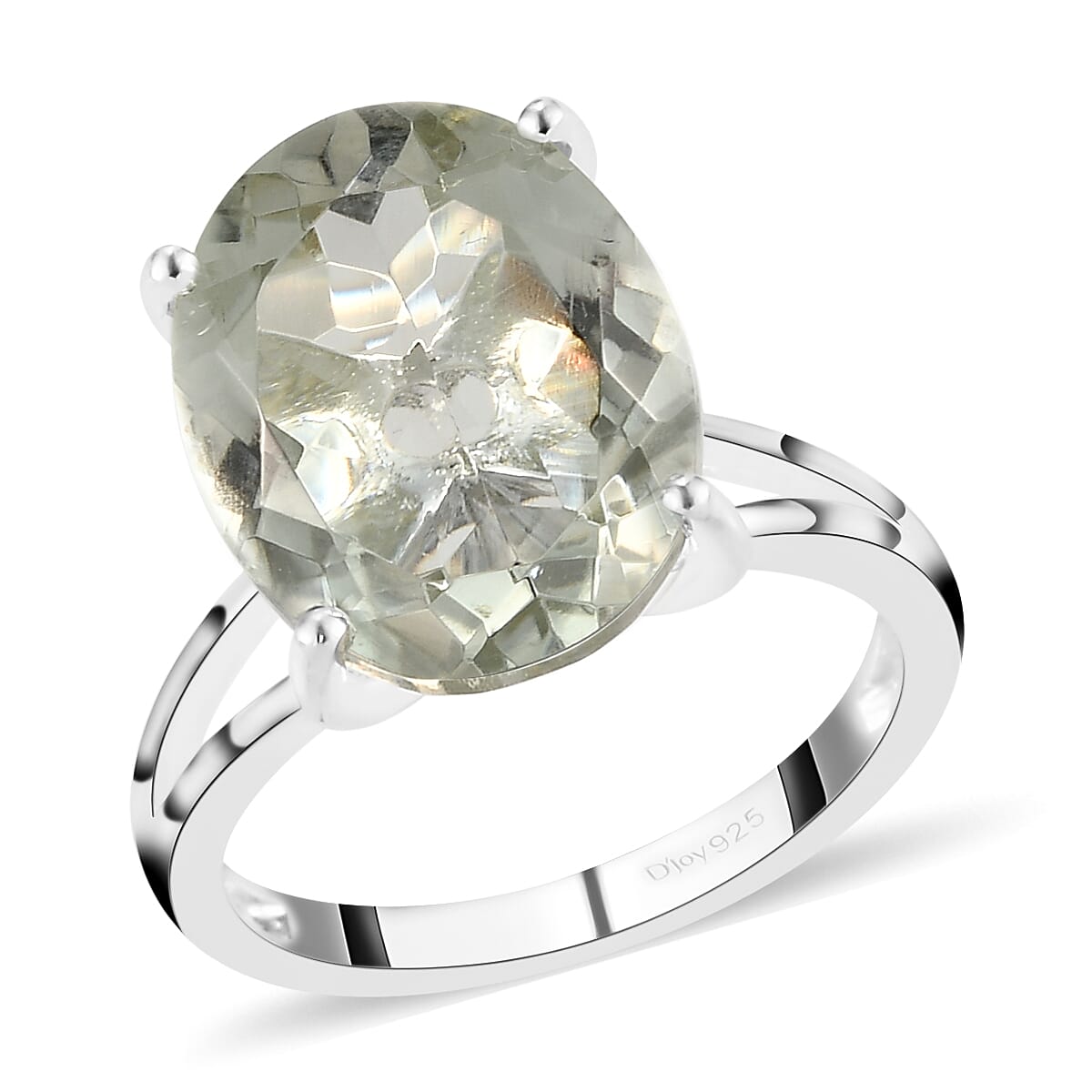 Montezuma Prasiolite Solitaire Ring in Sterling Silver (Size 10.0) 8.35 ctw (1)