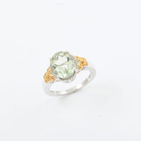 Montezuma Prasiolite Solitaire Ring in Platinum Over Sterling Silver 4.35 ctw