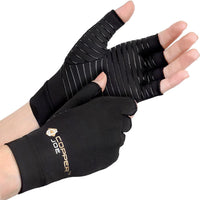 Copper Joe-Compression Half Finger Arthritis Gloves 1 Pair (Small)