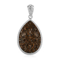 Freshened Lapis Lazuli Carved Fancy Pendant in Platinum Over Copper 12.10 ctw - Sticky add to cart bar