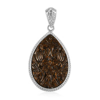 Freshened Lapis Lazuli Carved Fancy Pendant in Platinum Over Copper 12.10 ctw