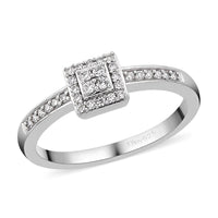 Lab Grown Diamond G-H I1 Ring in Platinum Over Sterling Silver 0.25 ctw
