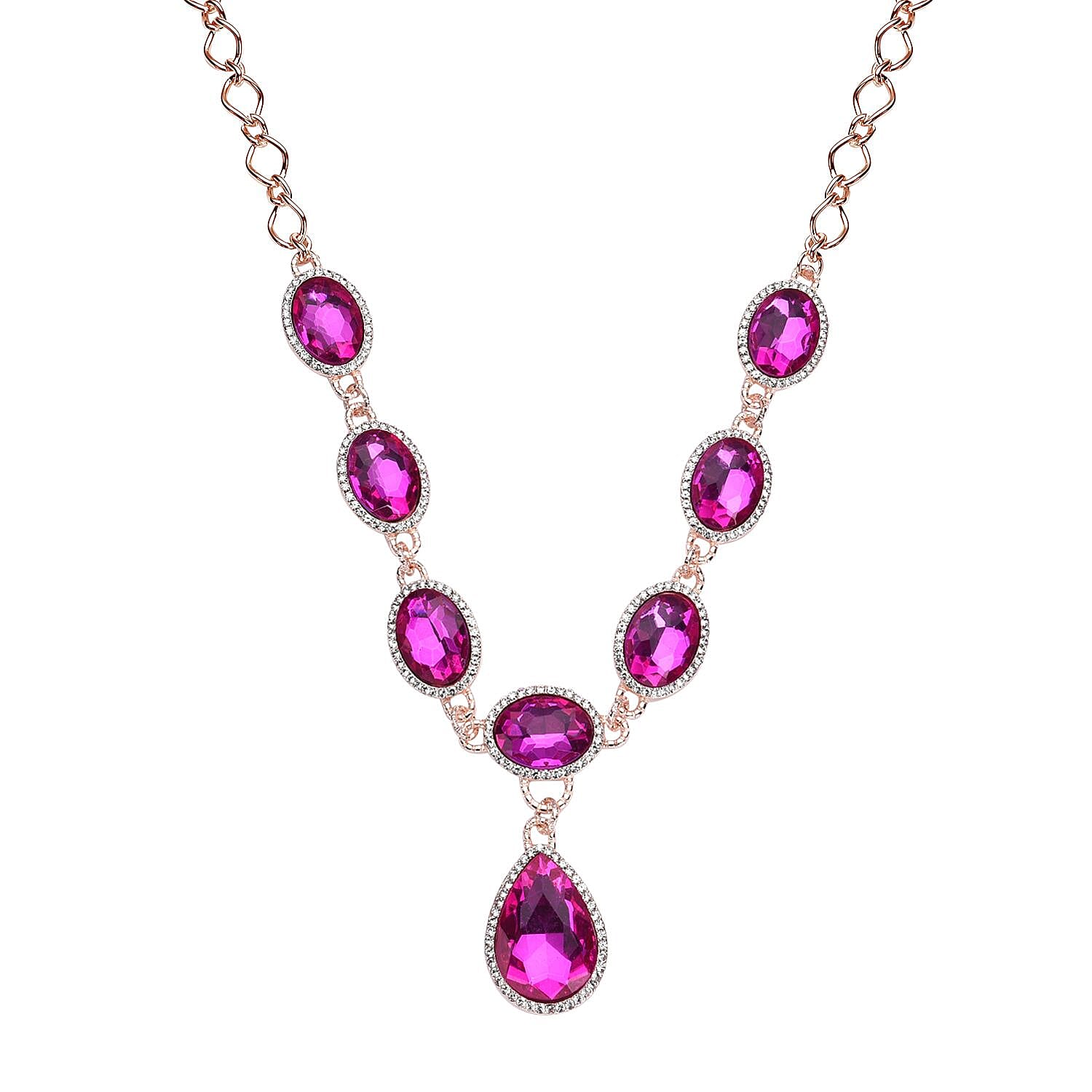 Simulated Aurora Borealis and Austrian Crystal Necklace 20-22Inches in Goldtone