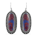 Artisan Crafted Mojave Purple Turquoise 23.25 ctw Fancy Earrings in Black Oxidized Sterling Silver - Sticky add to cart bar