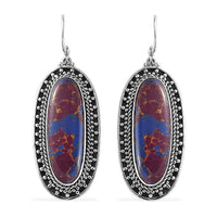 Artisan Crafted Mojave Purple Turquoise 23.25 ctw Fancy Earrings in Black Oxidized Sterling Silver